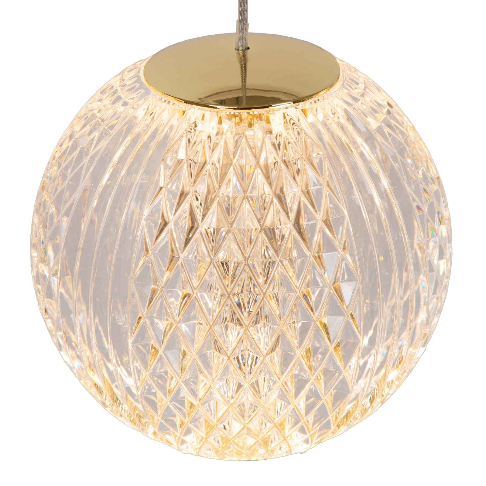 LED pendellampe Cintra akryl transparent/gull Ø11 cm side
