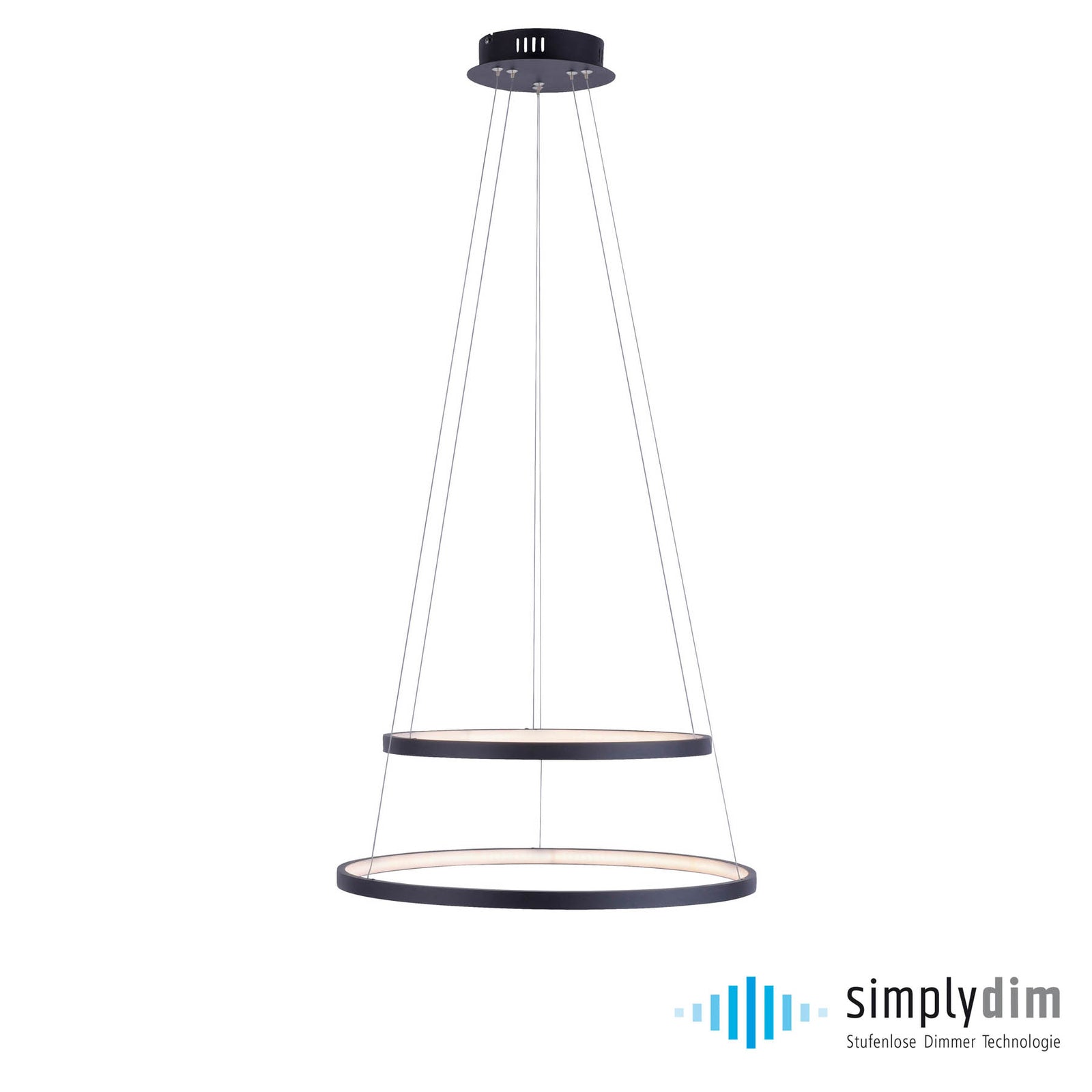 LED pendellampe Circle 2-lys antrasitt dimbar Ø50 cm detalj