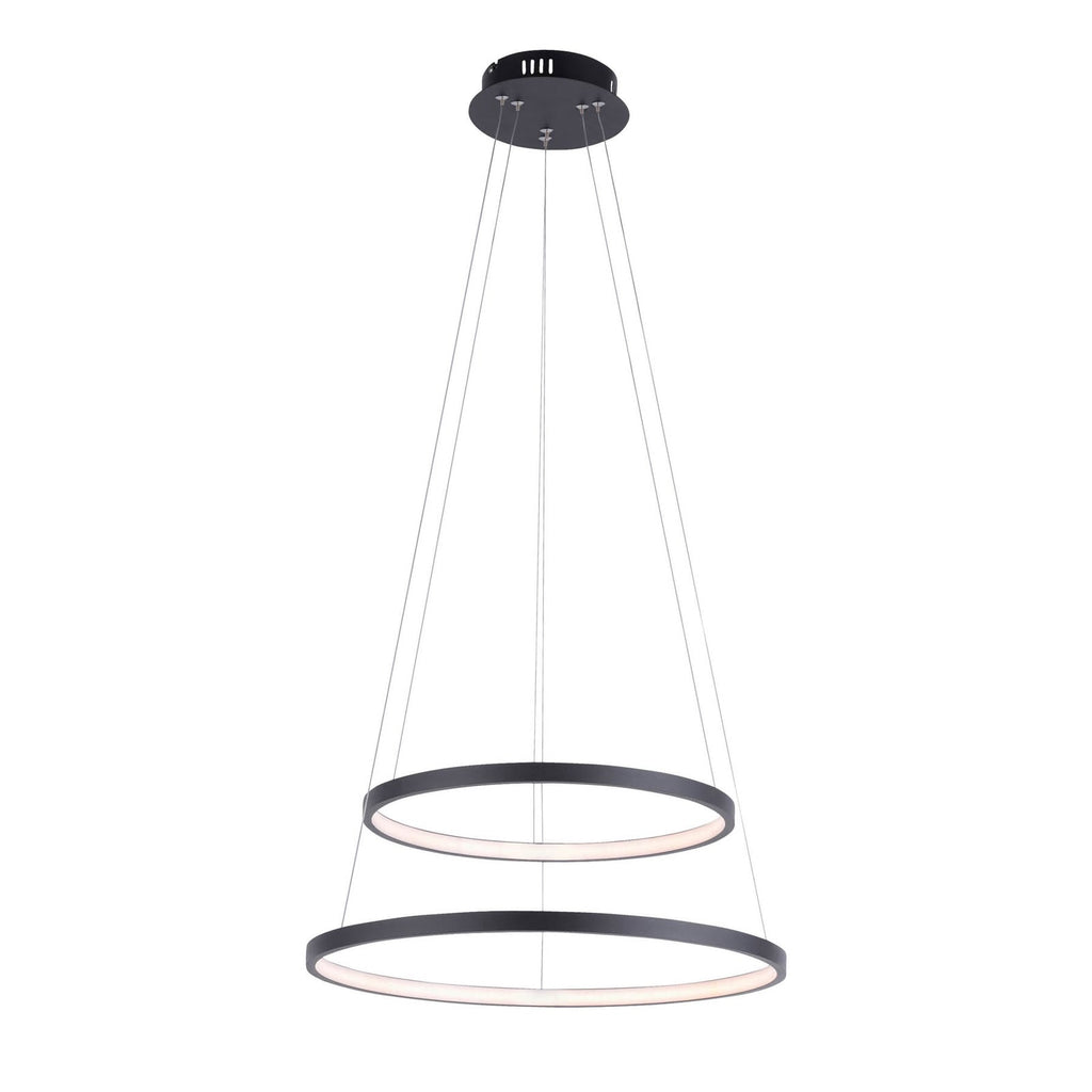 LED pendellampe Circle 2-lys antrasitt dimbar Ø50 cm forfra
