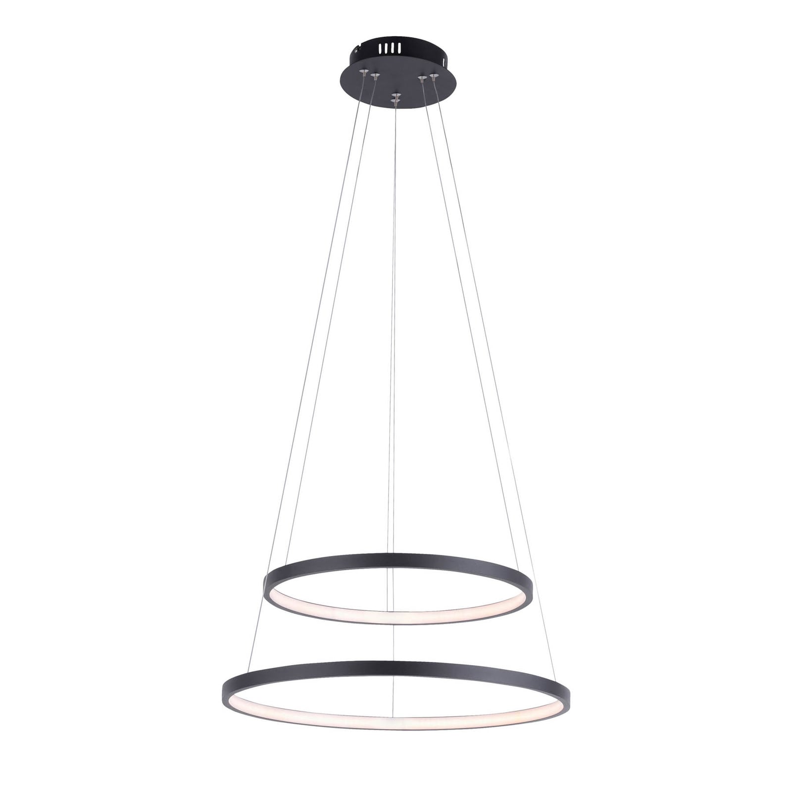 LED pendellampe Circle 2-lys antrasitt dimbar Ø50 cm forfra