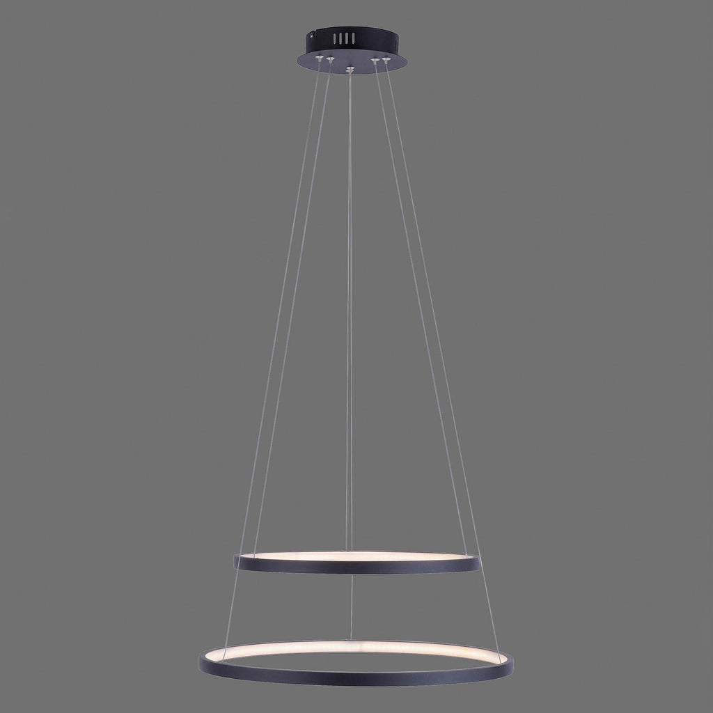 LED pendellampe Circle 2-lys antrasitt dimbar Ø50 cm lysdetalj