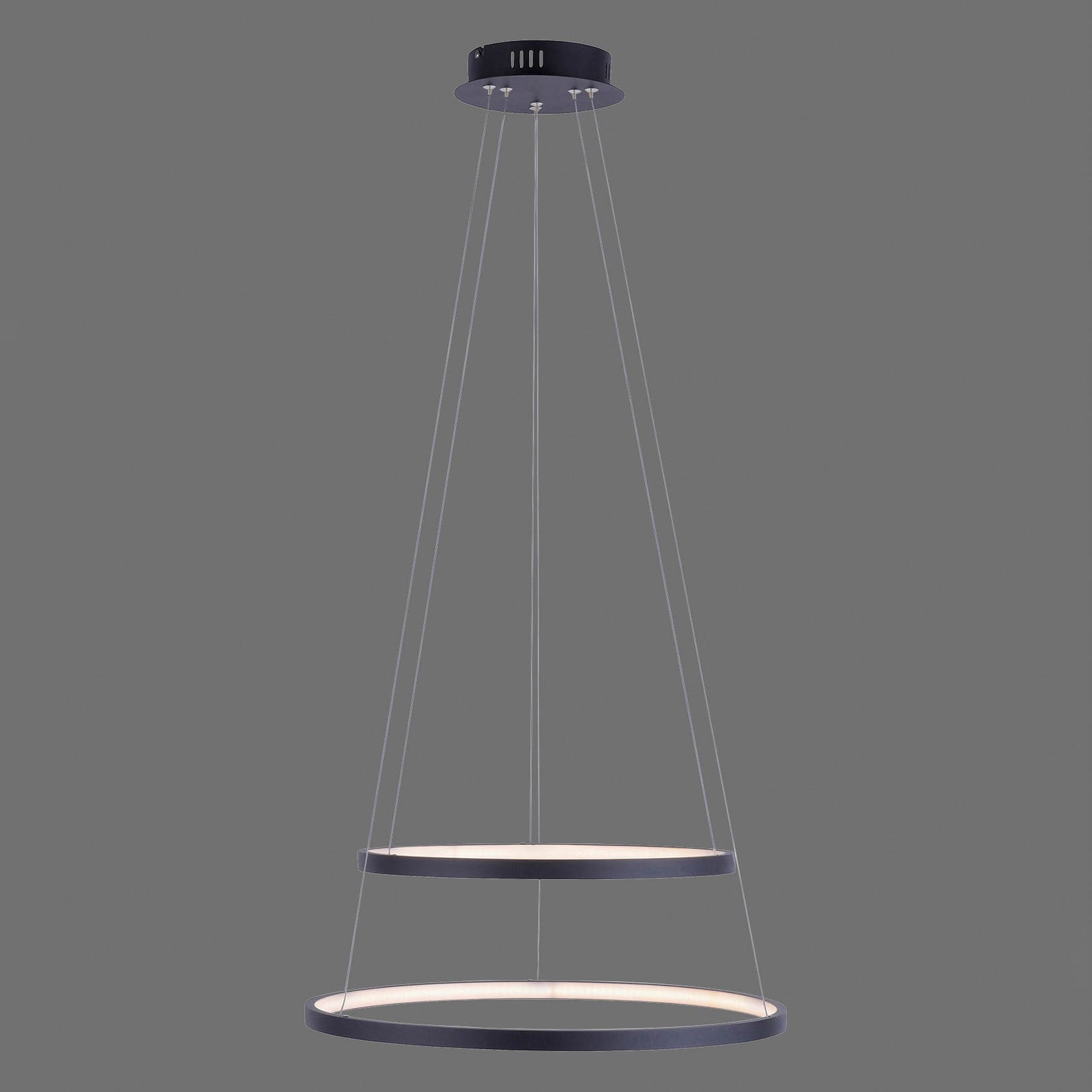 LED pendellampe Circle 2-lys antrasitt dimbar Ø50 cm lysdetalj
