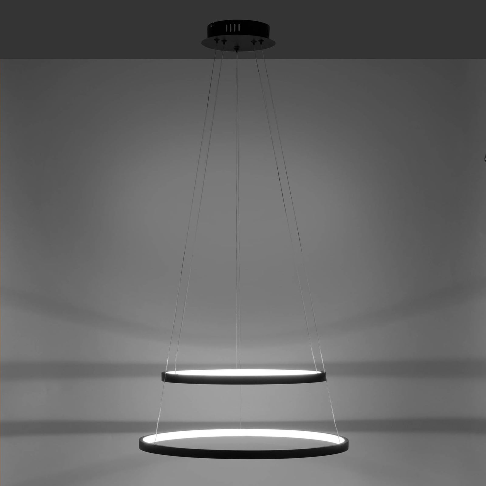 LED pendellampe Circle 2-lys antrasitt dimbar Ø50 cm montert
