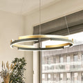LED pendellampe Circly svart/gull Ø60 cm forfra
