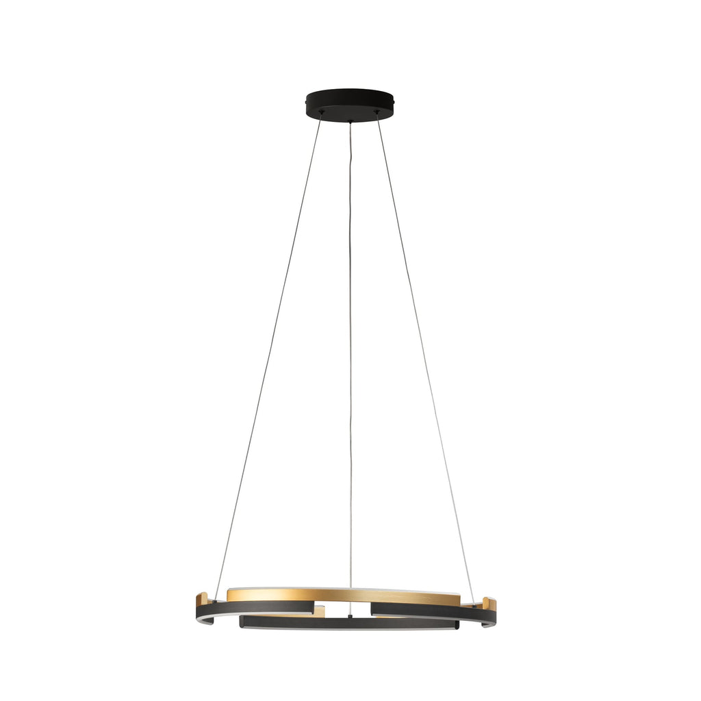 LED pendellampe Circly svart/gull Ø60 cm detalj av materialer