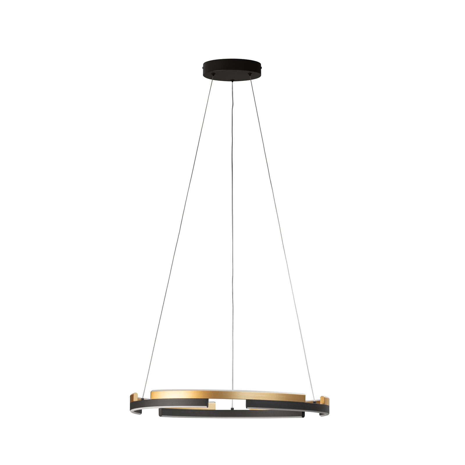 LED pendellampe Circly svart/gull Ø60 cm detalj av materialer