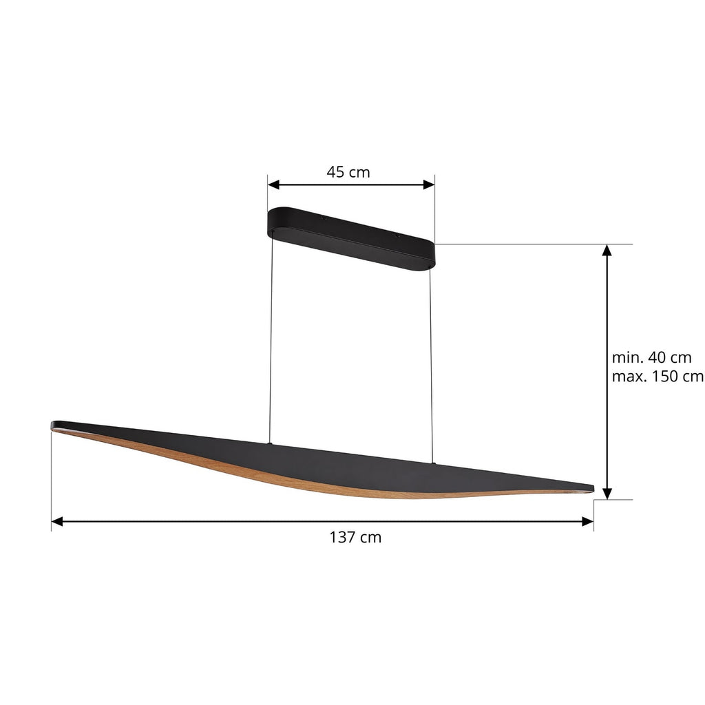 LED pendellampe Clavit svart 140 cm dimbar detalj