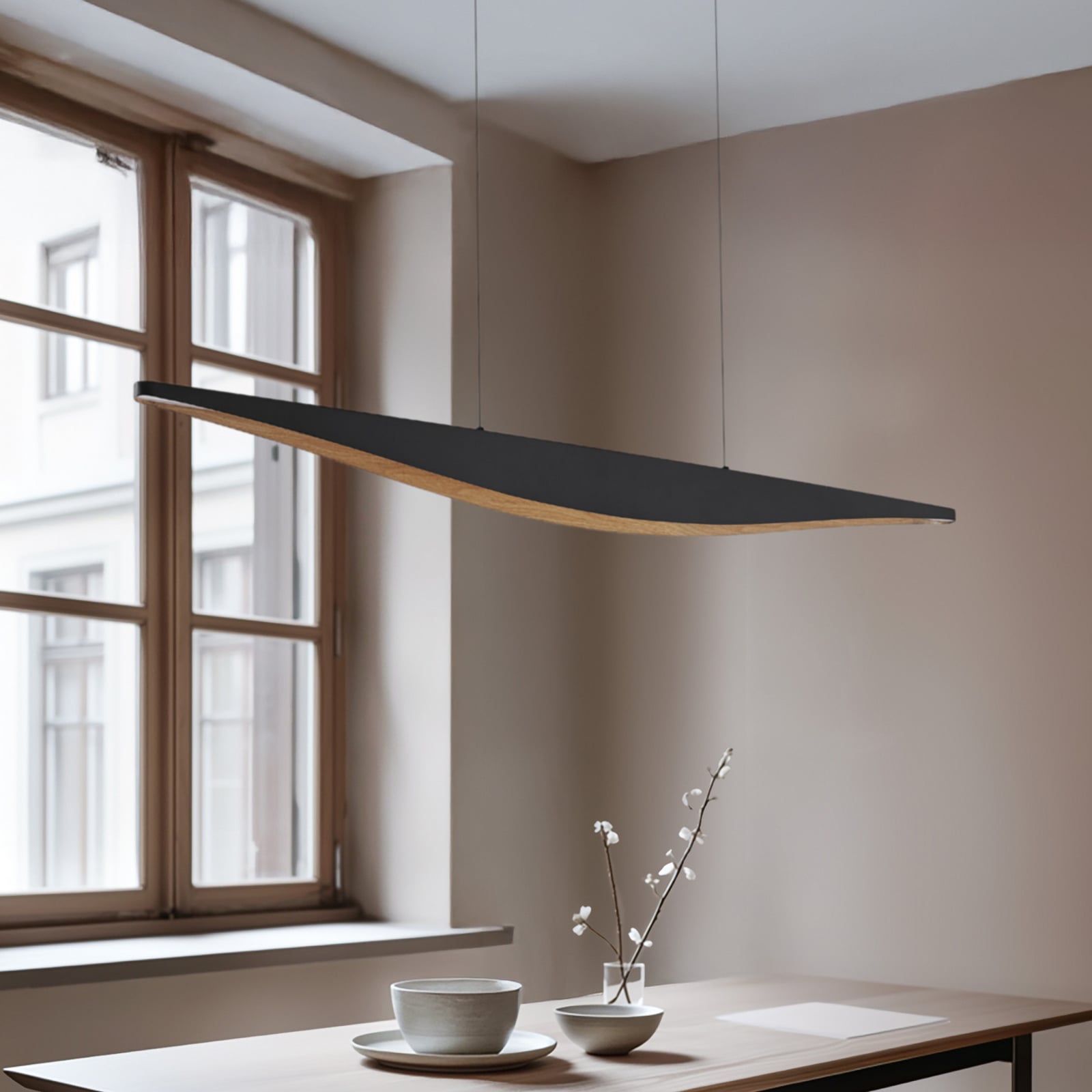 LED pendellampe Clavit svart 140 cm dimbar front