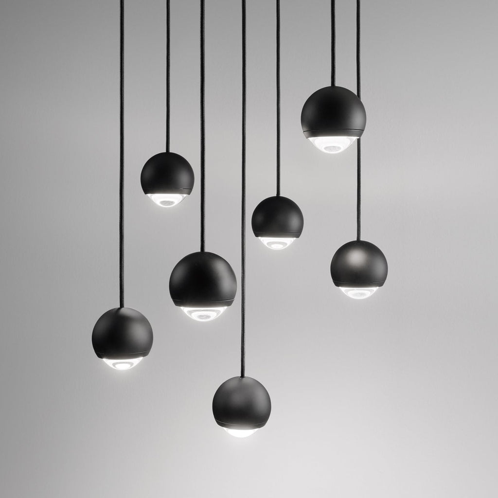 LED pendellampe Cleo svart aluminium detalj