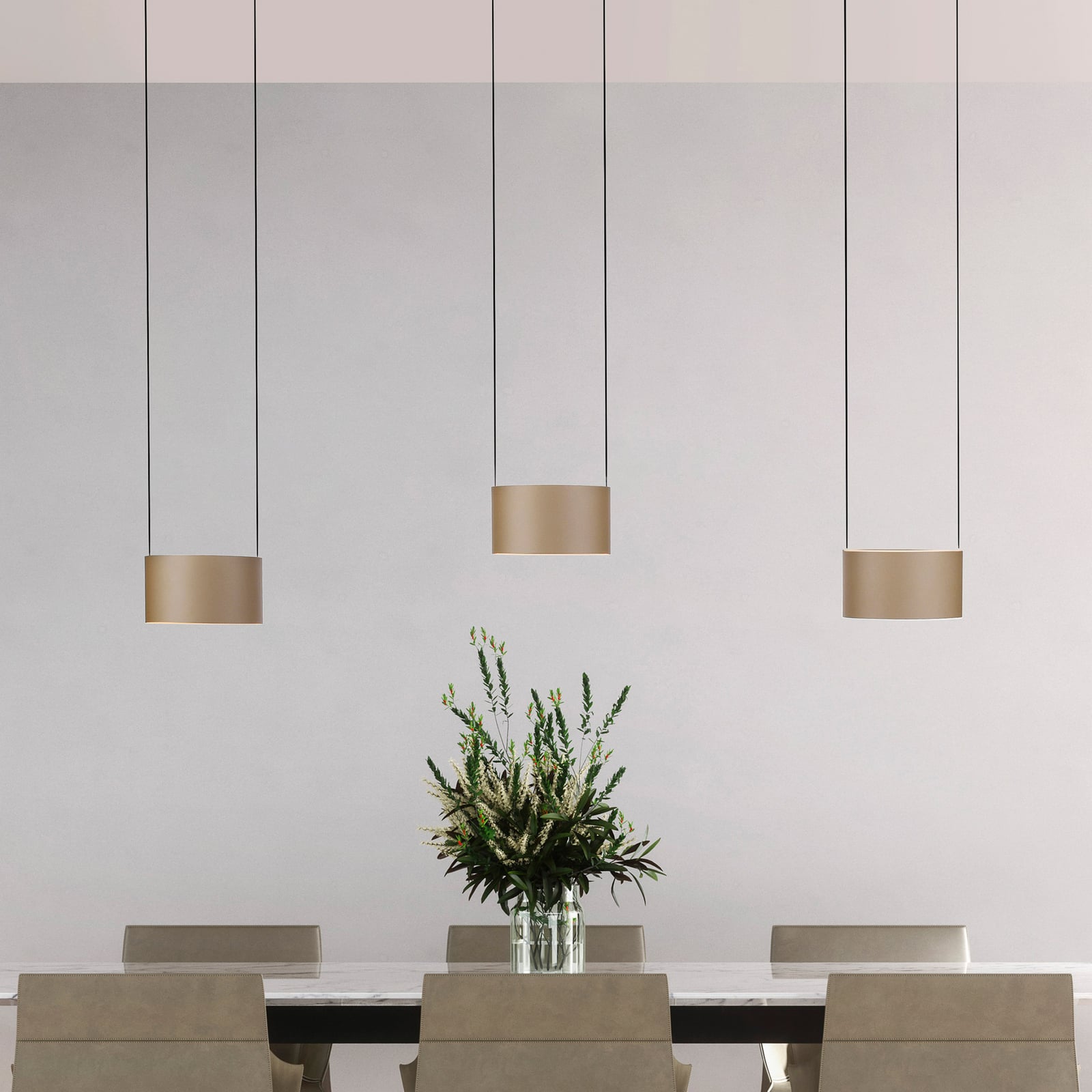 LED pendellampe Clipse 6-lys bronse 110 cm CCT dimbar forfra