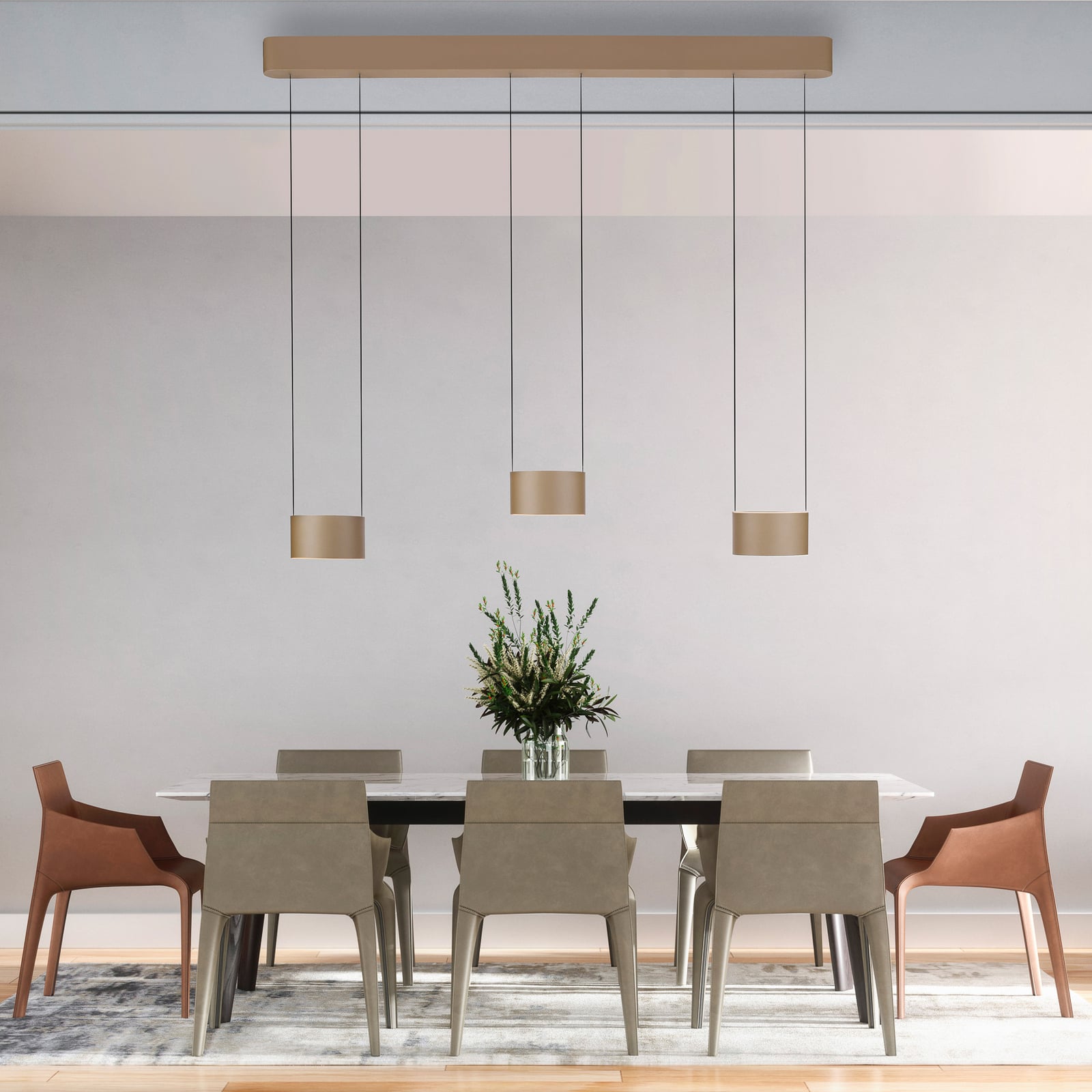 LED pendellampe Clipse 6-lys bronse 110 cm CCT dimbar bakside