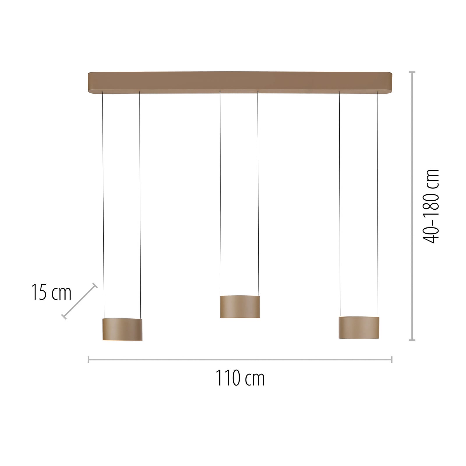 Detalj av LED pendellampe Clipse 6-lys bronse 110 cm CCT dimbar