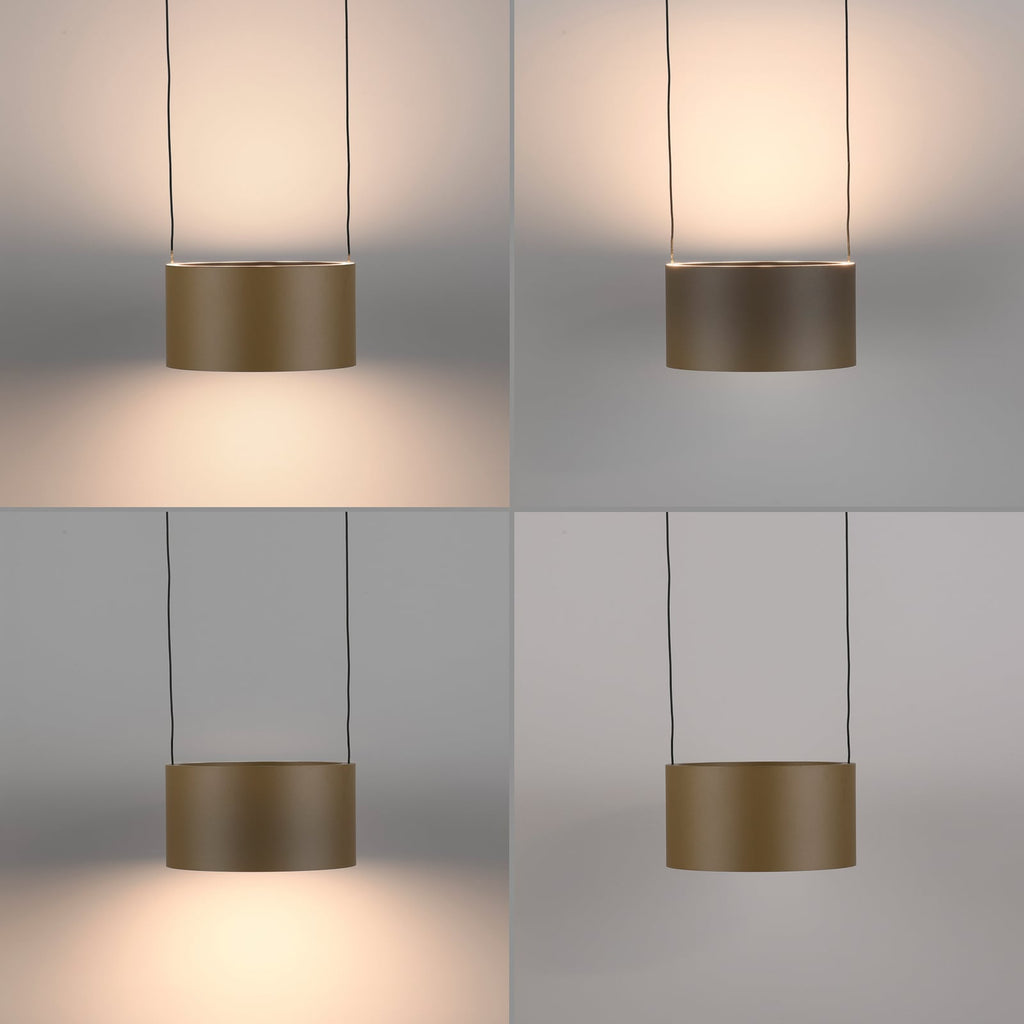 Sidevisning av LED pendellampe Clipse 6-lys bronse 110 cm CCT dimbar