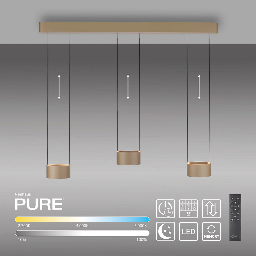 LED pendellampe Clipse 6-lys bronse 110 cm CCT dimbar oppheng detalj