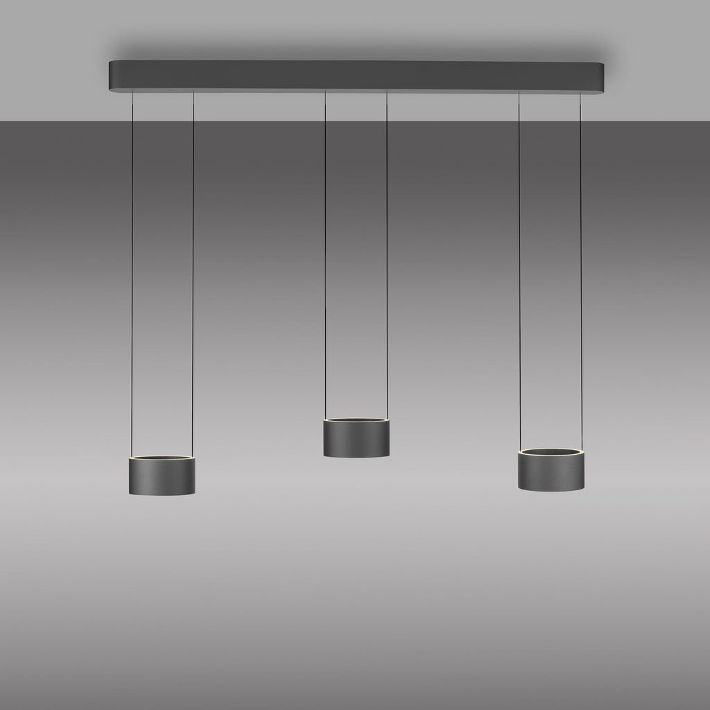 LED pendellampe Clipse grå 110 cm 6-lys CCT fjernkontroll høydejustering