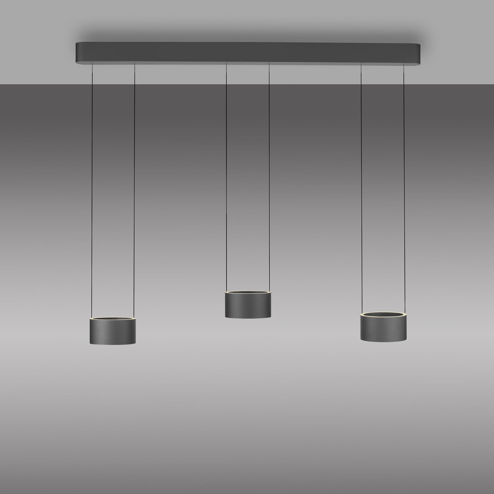 LED pendellampe Clipse grå 110 cm 6-lys CCT fjernkontroll høydejustering