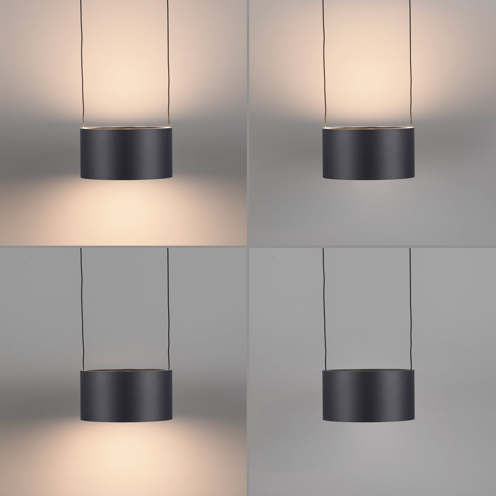 LED pendellampe Clipse grå 110 cm 6-lys CCT fjernkontroll lys i mørkt rom