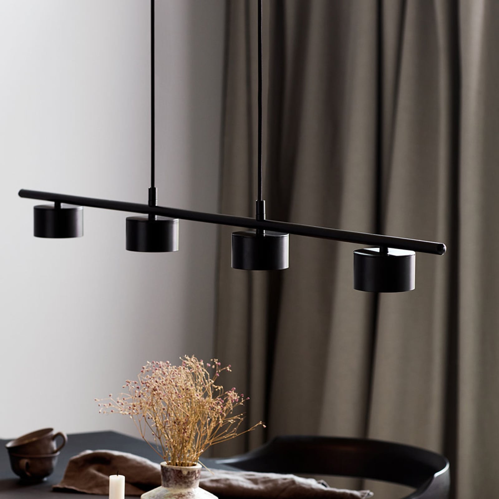 LED pendellampe Clyde 4-lys svart 115 cm dimbar - Nordlux forfra
