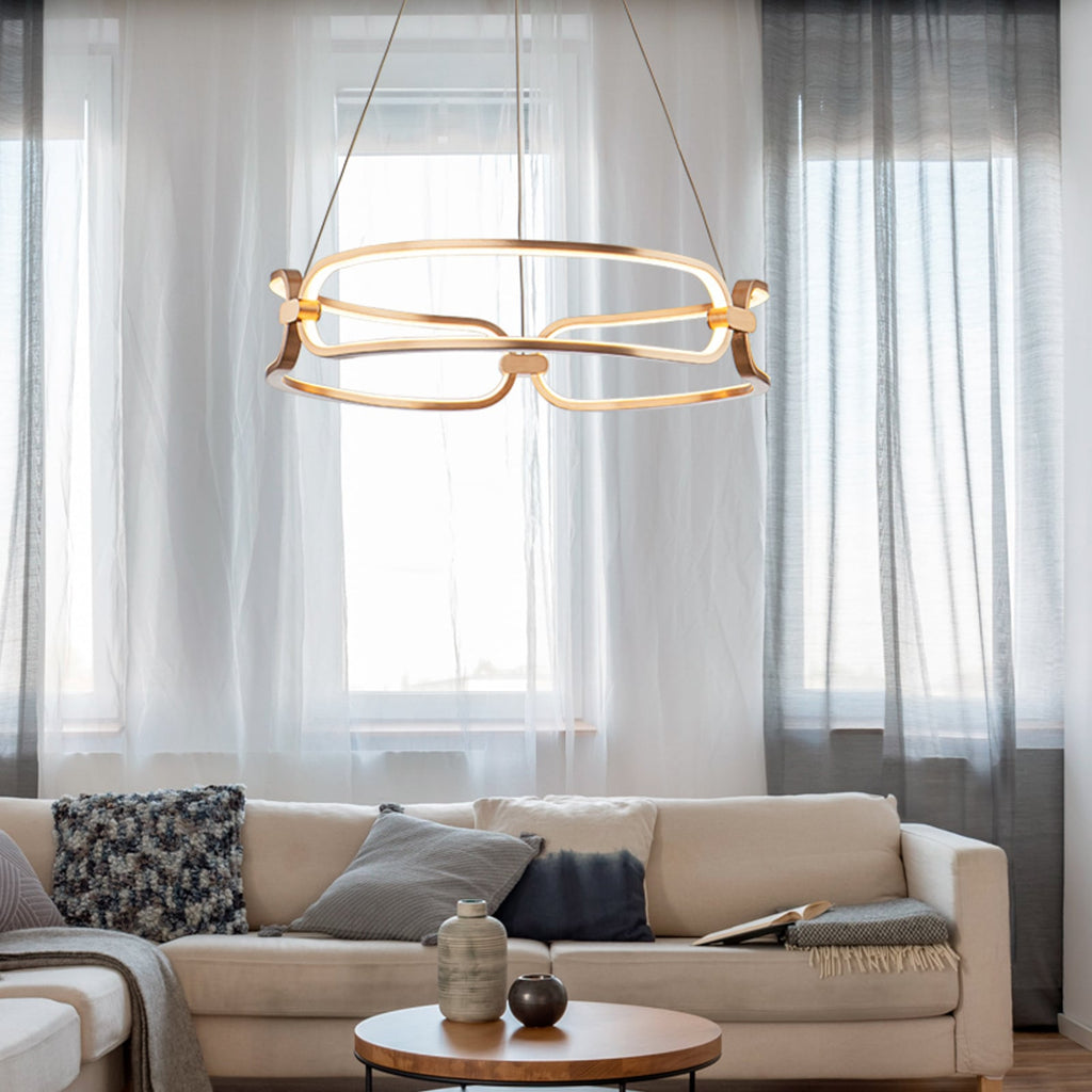 LED pendellampe Colette 3-lys roségull aluminium forfra