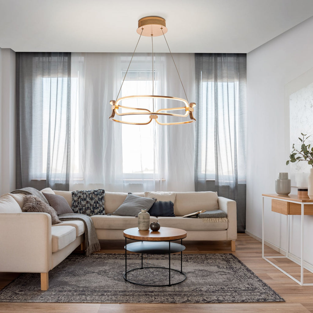 LED pendellampe Colette 3-lys roségull aluminium bakside