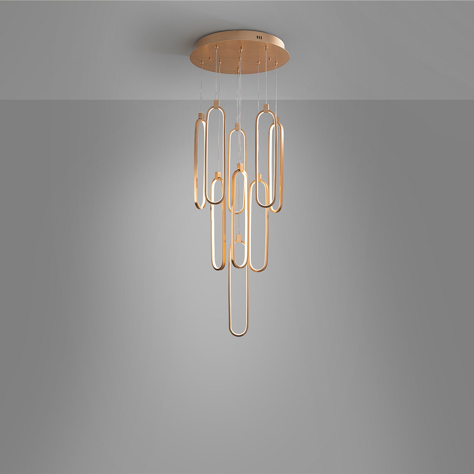 Sidebilde av LED pendellampe Colette 9-lys dimbar roségull Ø50 cm