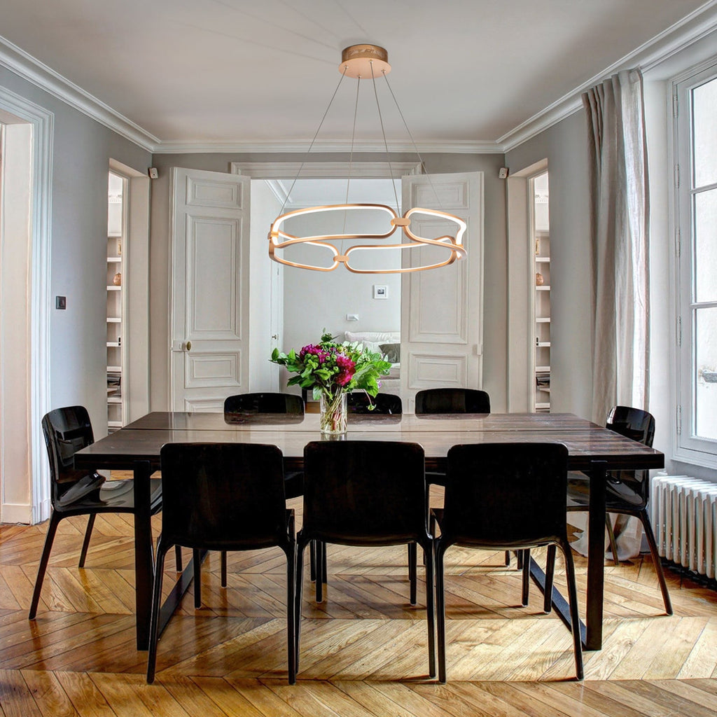 LED pendellampe Colette aluminium Ø60 cm roségull bakside