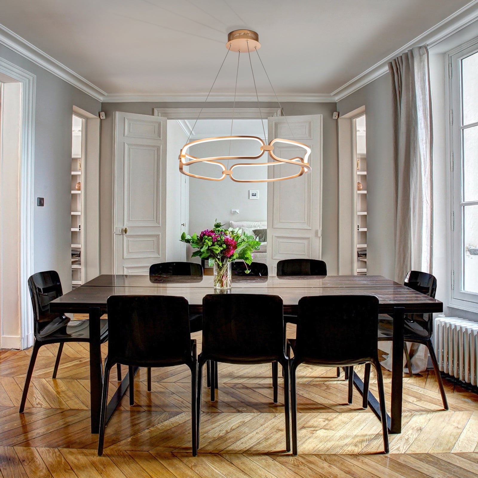 LED pendellampe Colette aluminium Ø60 cm roségull bakside