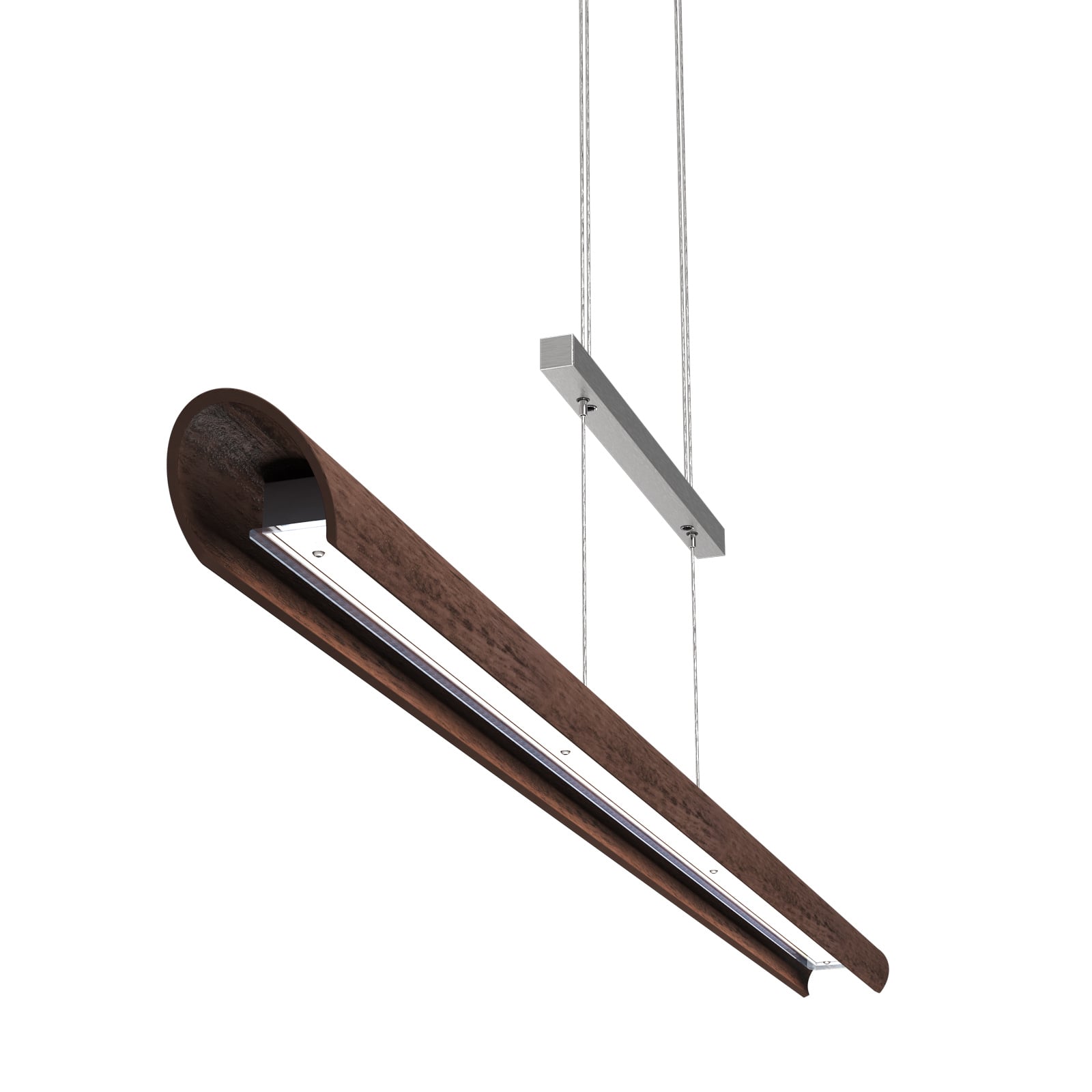 LED pendellampe Colombia S valnøtt tre 120 cm bakside