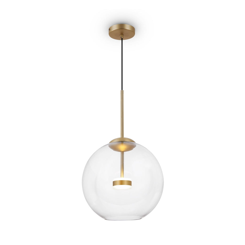 LED pendellampe Cometa gullfarget glass Ø35 cm forfra