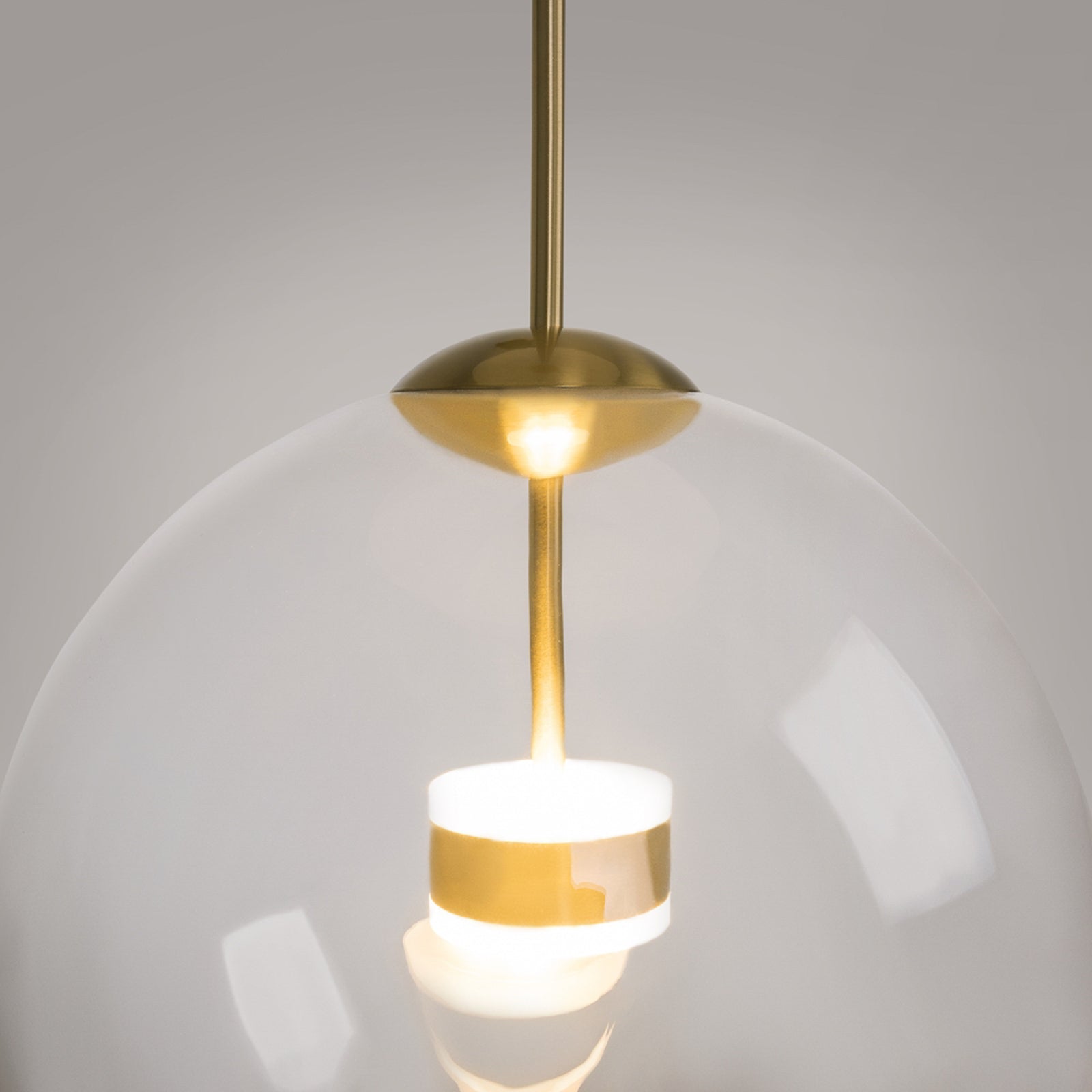 LED pendellampe Cometa gullfarget glass Ø35 cm sideprofil