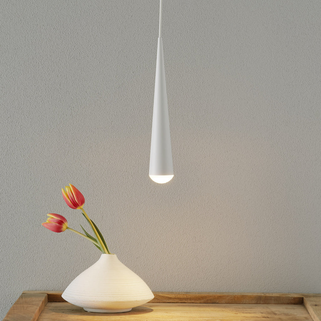 LED pendellampe Cone kjegleformet aluminium hvit dimbar forfra