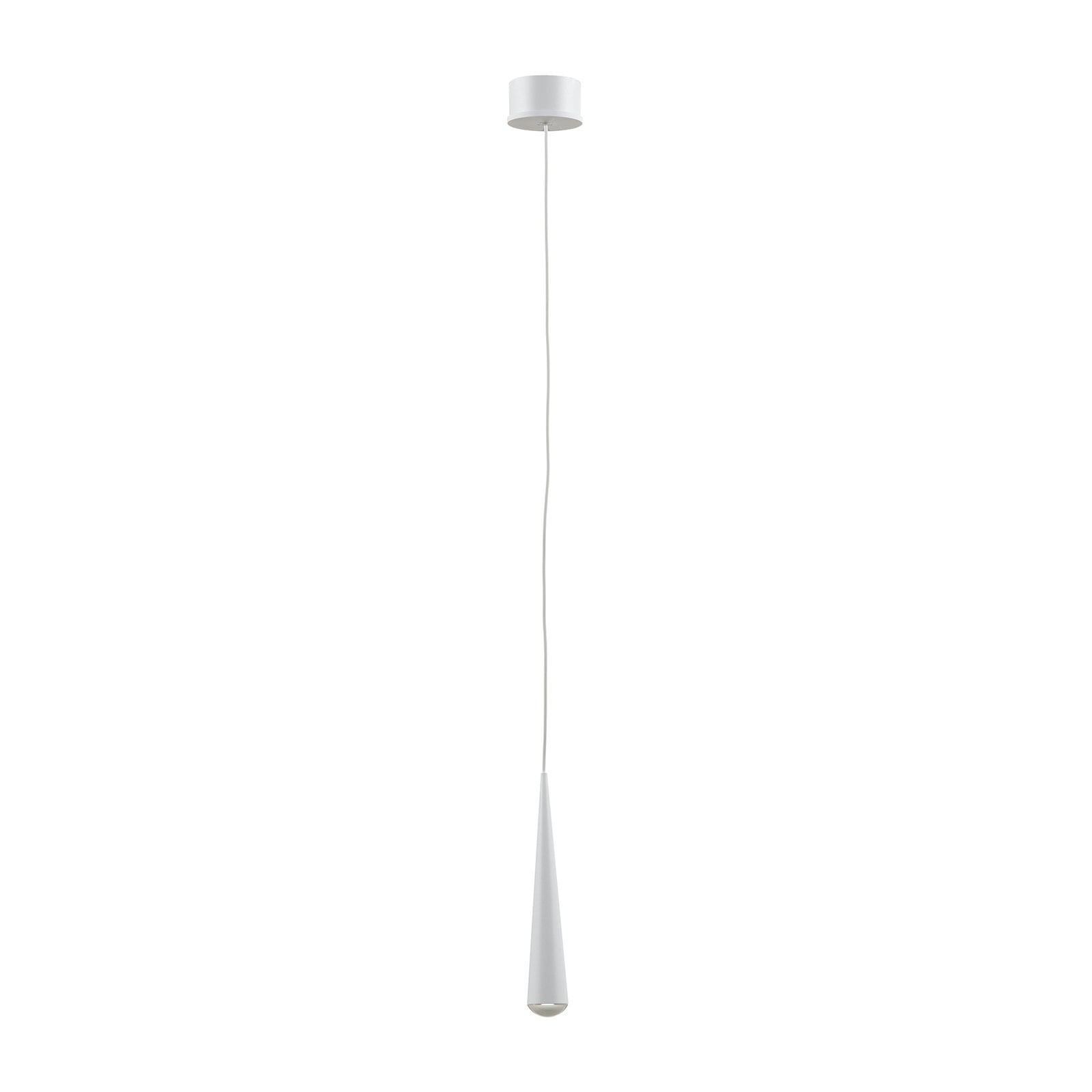 Detalj av LED pendellampe Cone kjegleformet aluminium hvit dimbar