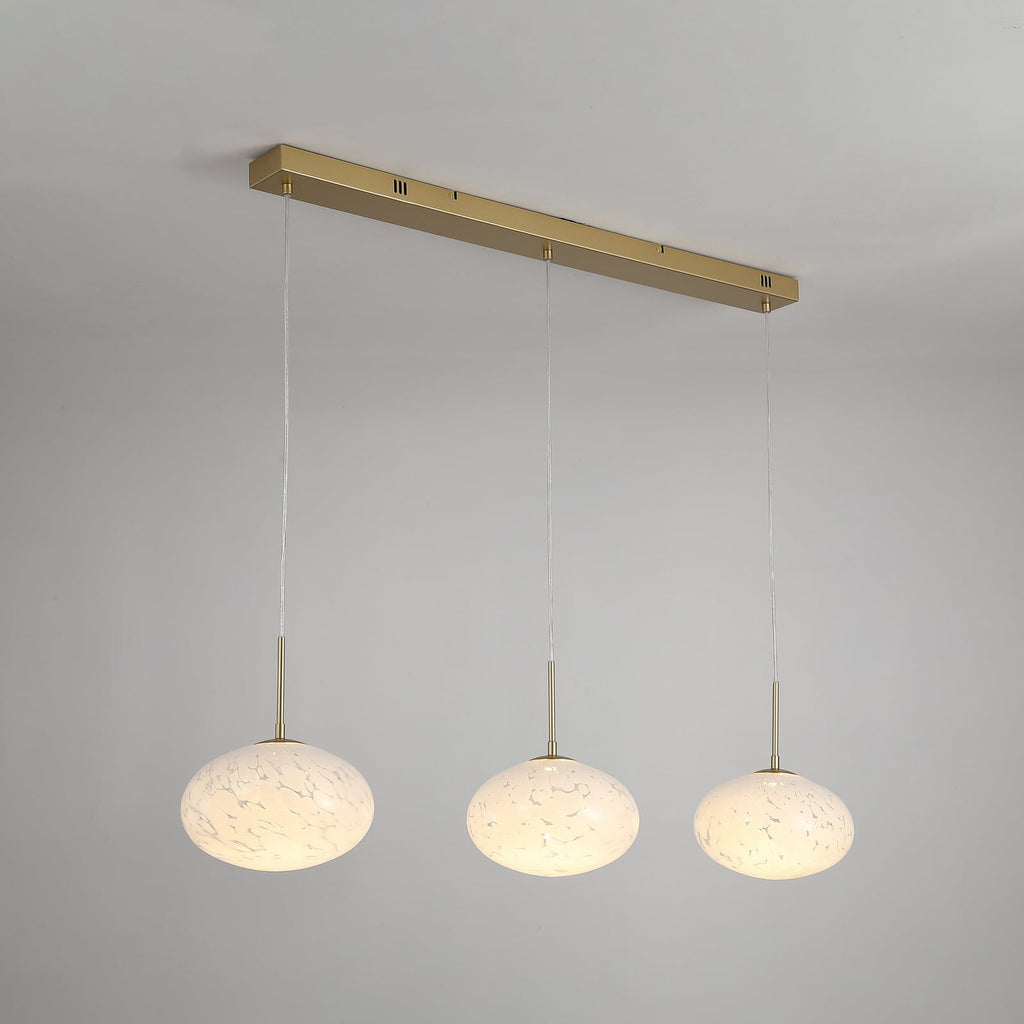 LED pendellampe Confetti 3-lys glass messing/hvit 115 cm bakside