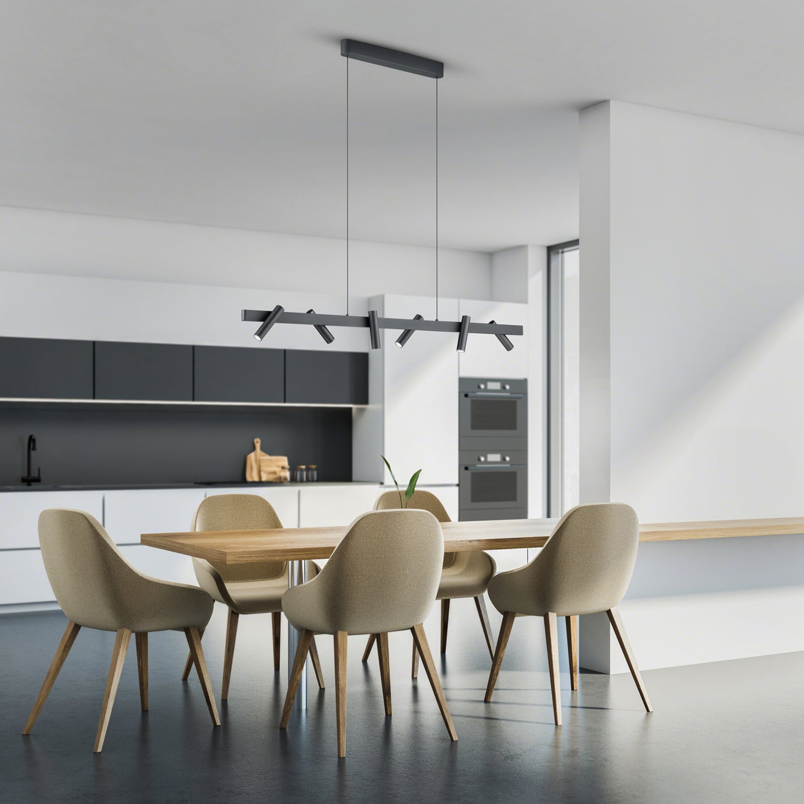 LED pendellampe Coni 6 spotter svart dimbar 120 cm bakside