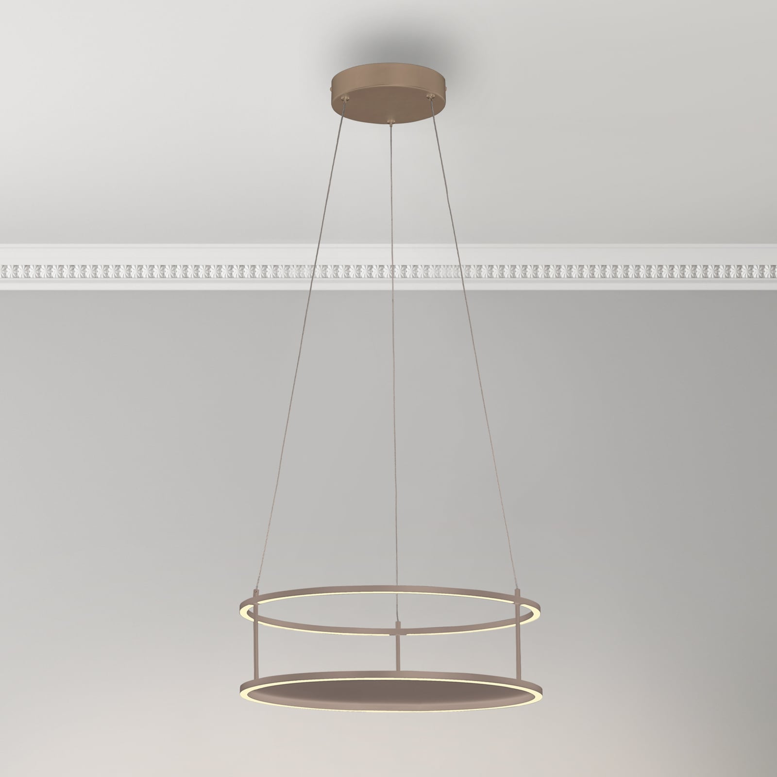 LED pendellampe Contura dimbar sandfarget forfra
