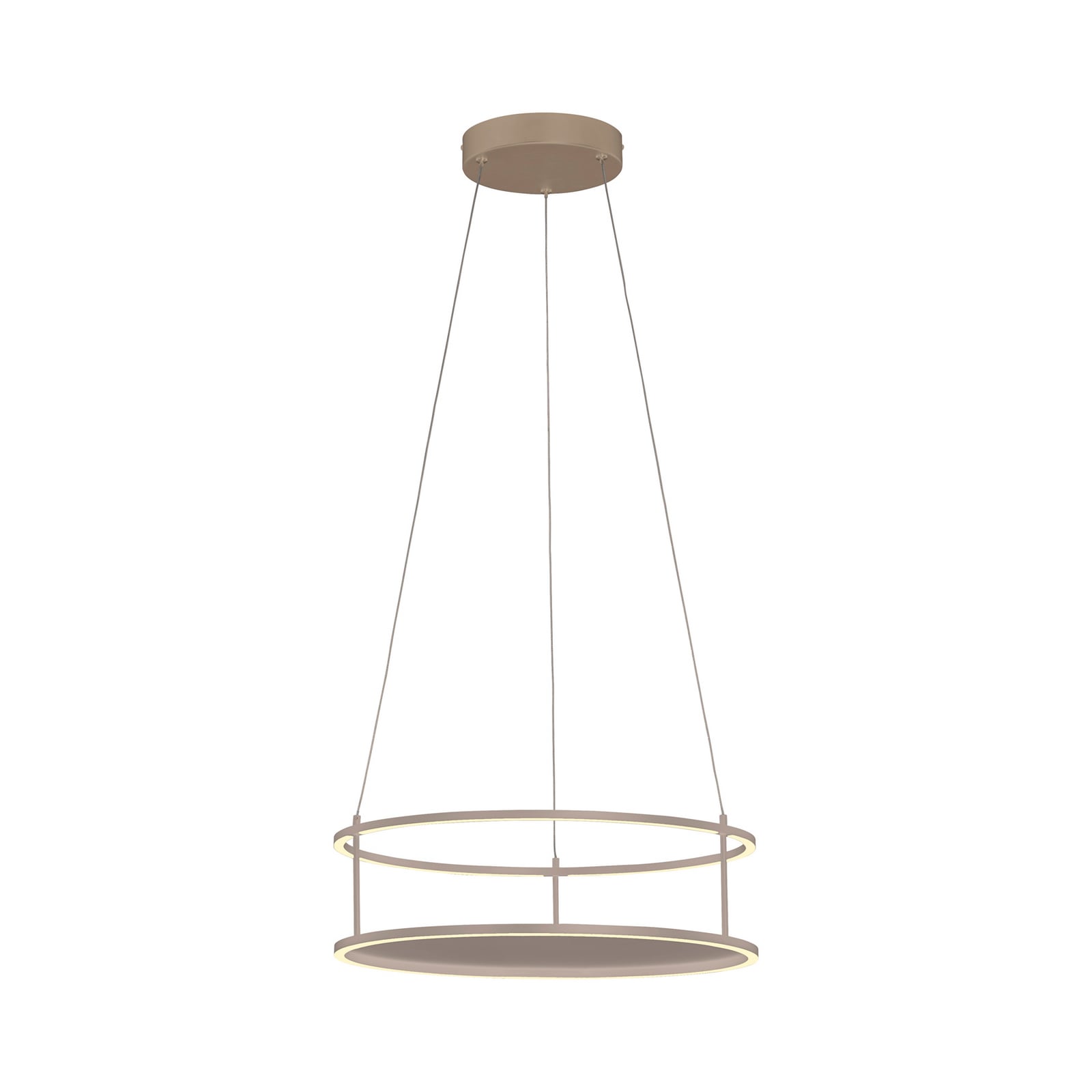 LED pendellampe Contura dimbar sandfarget montert over bord