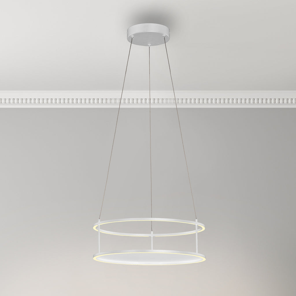 LED pendellampe Contura hvit Ø50 cm dimbar berøringsdimmer forfra