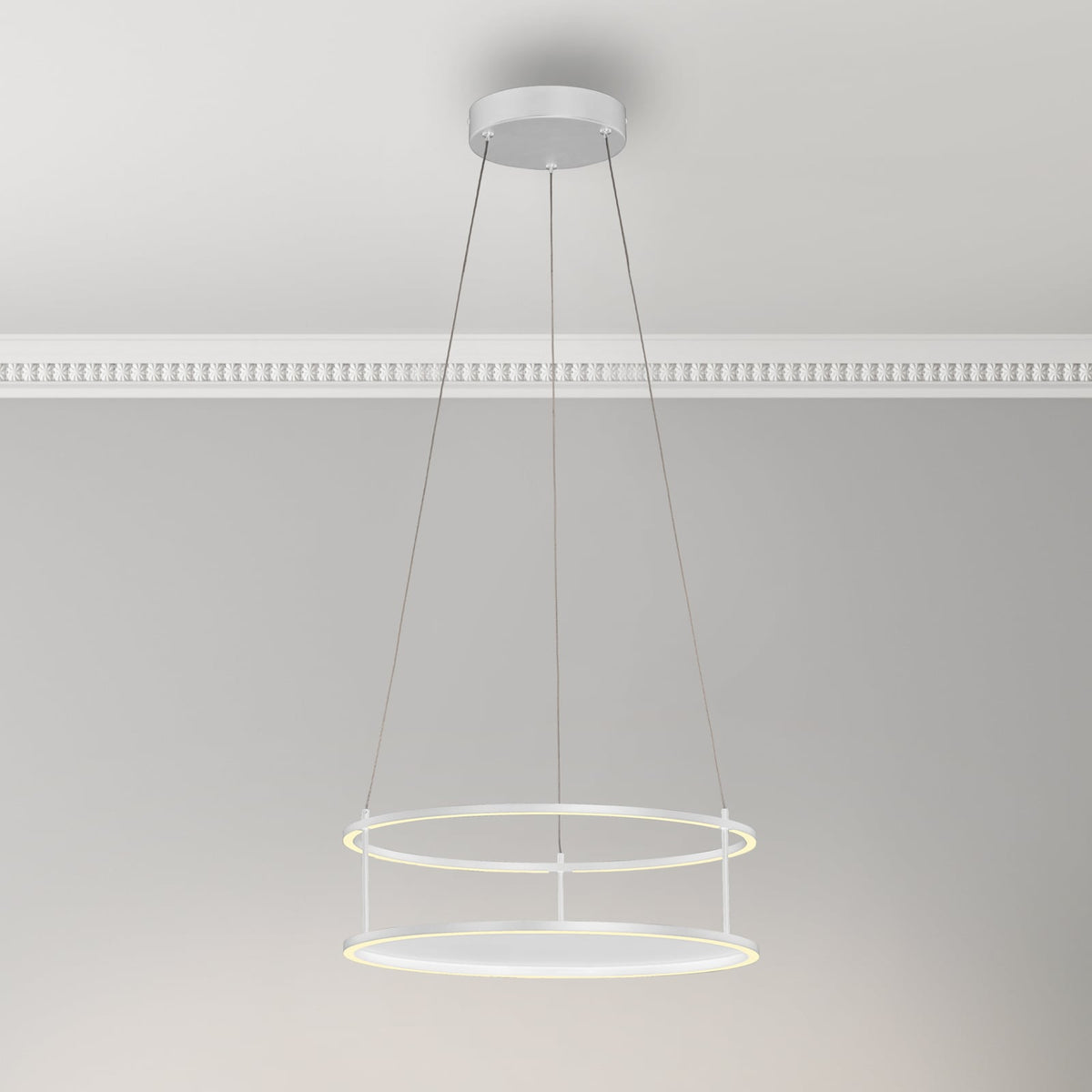 LED pendellampe Contura hvit Ø50 cm dimbar berøringsdimmer forfra