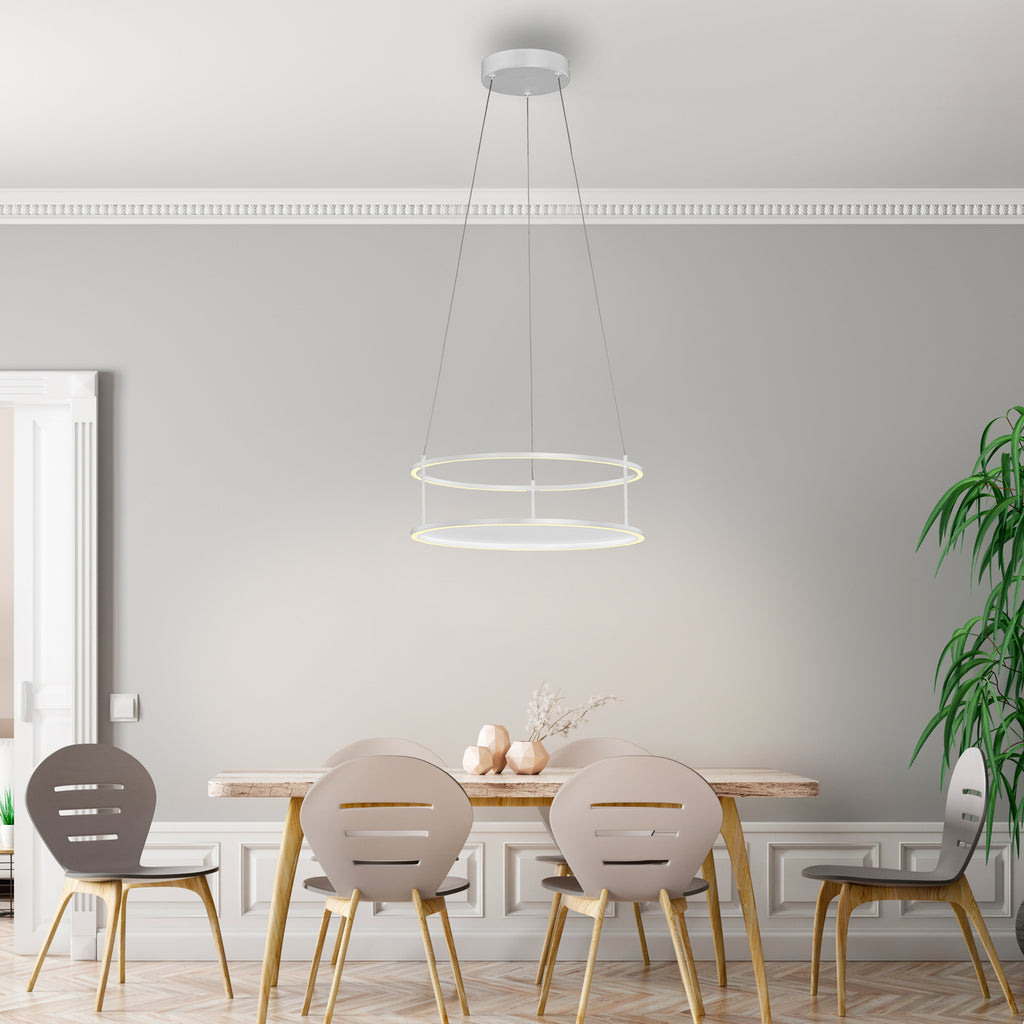 LED pendellampe Contura hvit Ø50 cm dimbar berøringsdimmer bakside