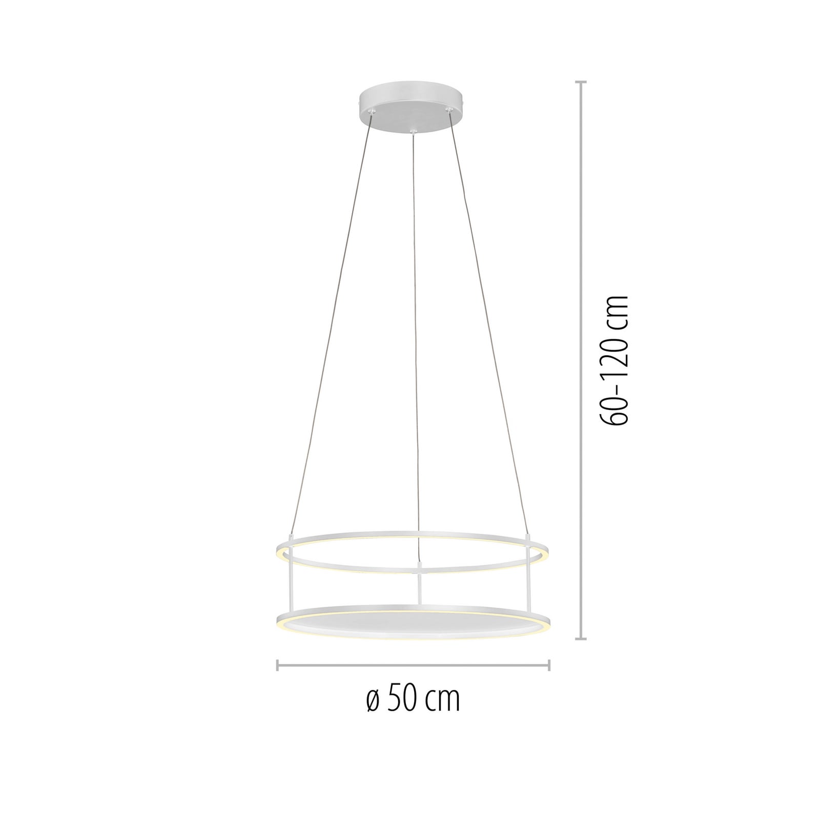 Detalj av LED pendellampe Contura hvit Ø50 cm dimbar berøringsdimmer