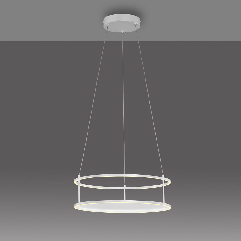 Nærbilde av LED pendellampe Contura hvit Ø50 cm dimbar berøringsdimmer