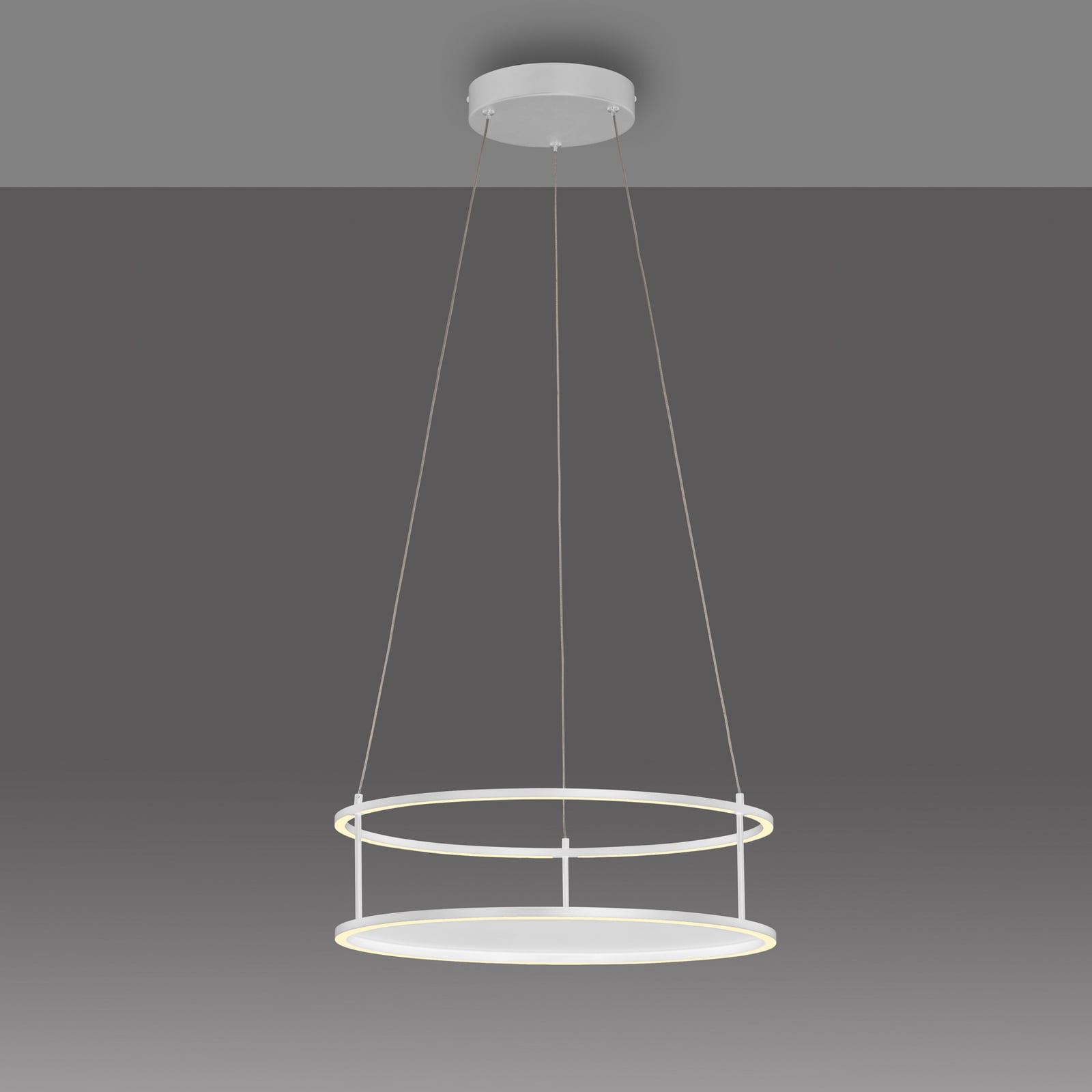 Nærbilde av LED pendellampe Contura hvit Ø50 cm dimbar berøringsdimmer