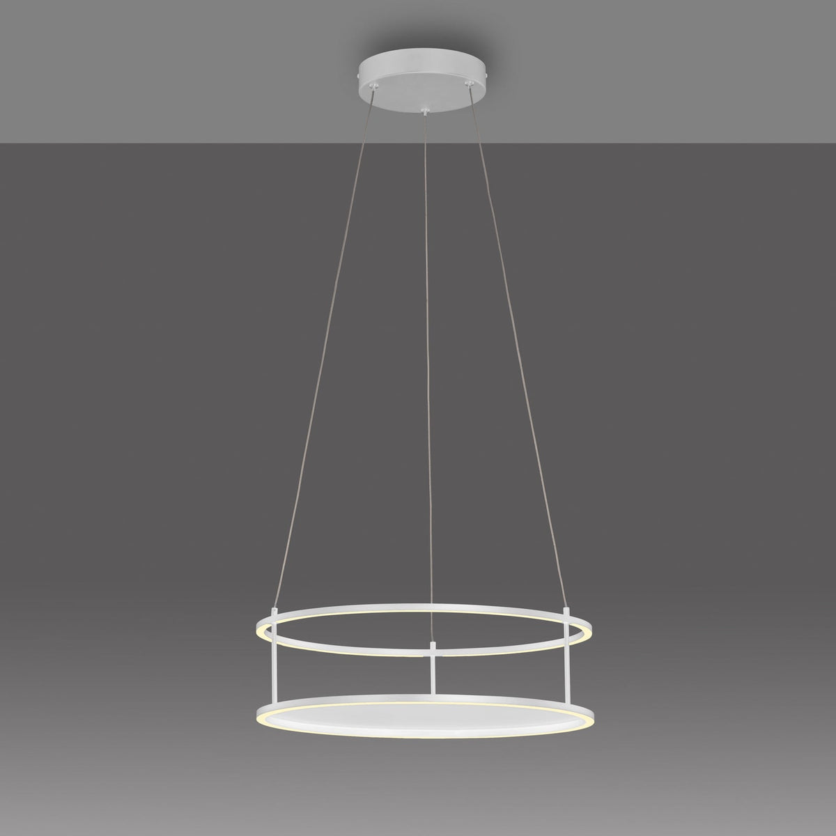Nærbilde av LED pendellampe Contura hvit Ø50 cm dimbar berøringsdimmer