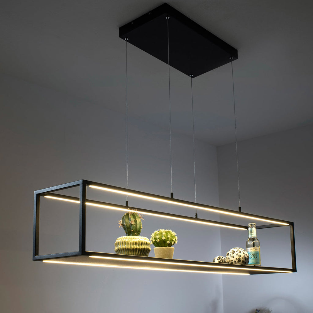 LED pendellampe Contura svart med berøringsdimmer 105 cm forfra