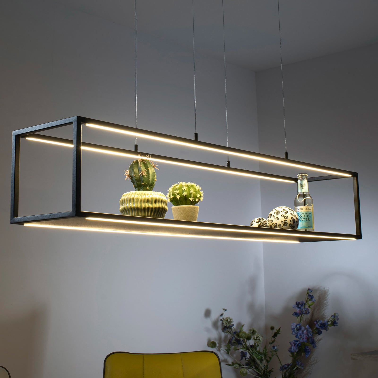 LED pendellampe Contura svart med berøringsdimmer 105 cm bakside