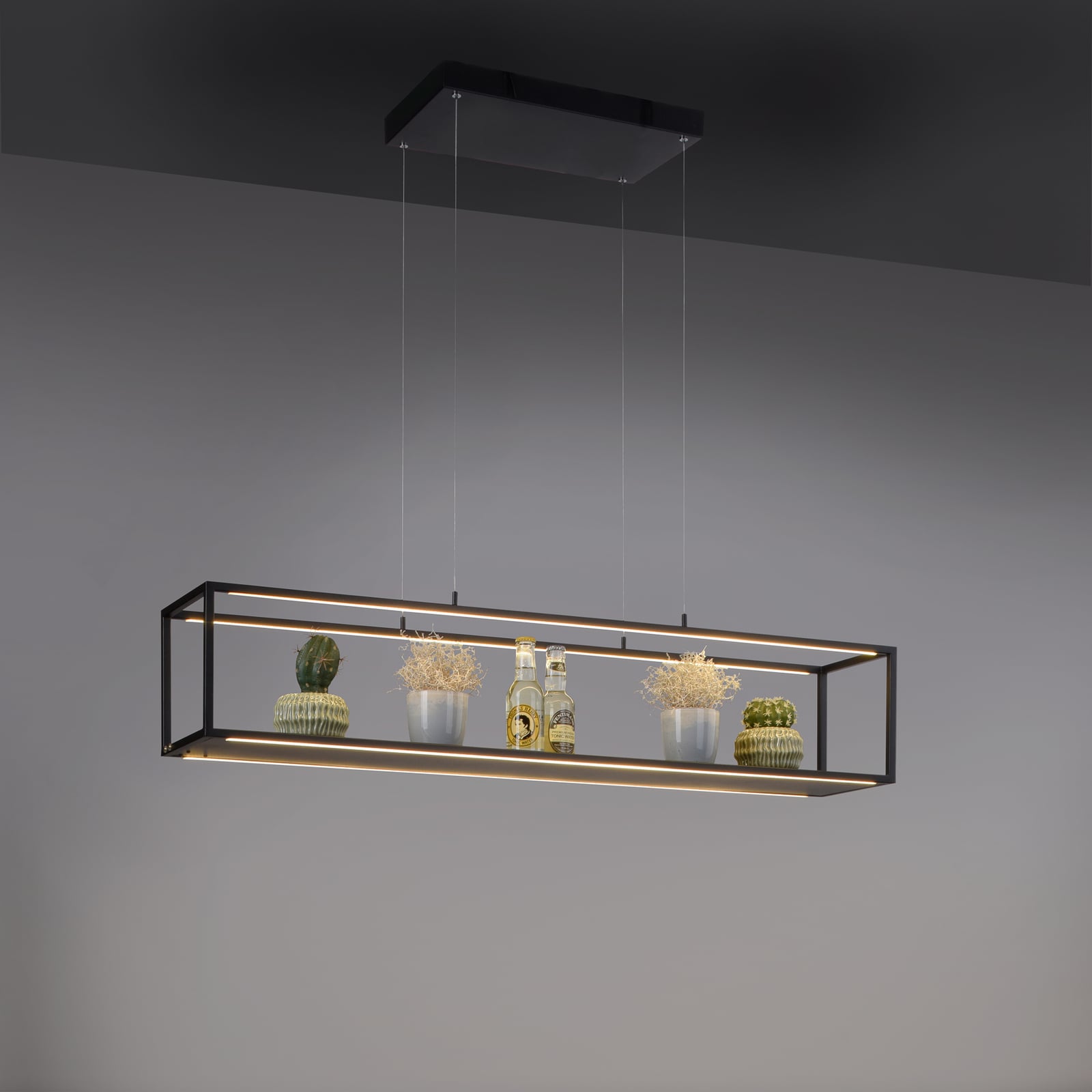 LED pendellampe Contura svart med berøringsdimmer 105 cm lysdetalj