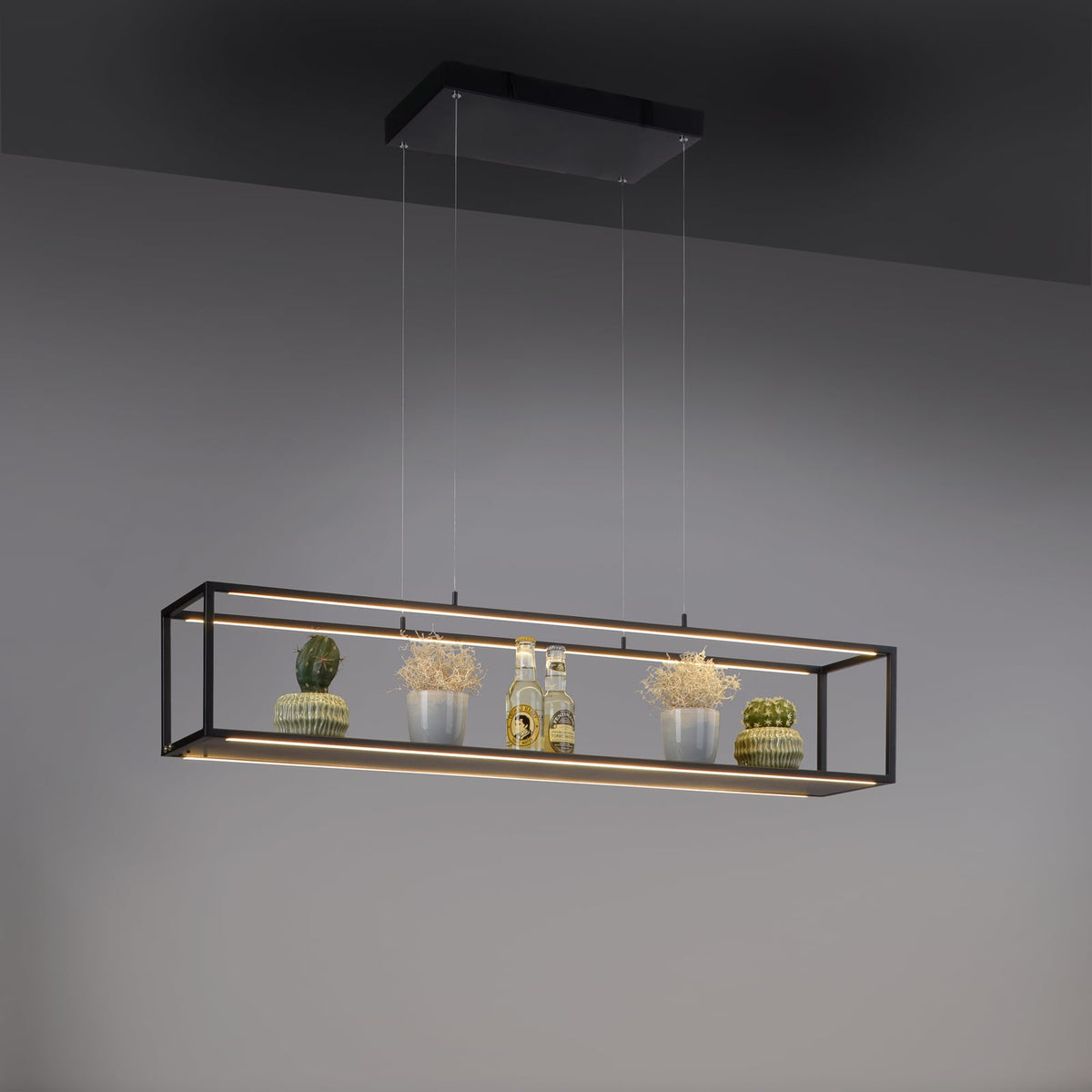 LED pendellampe Contura svart med berøringsdimmer 105 cm lysdetalj