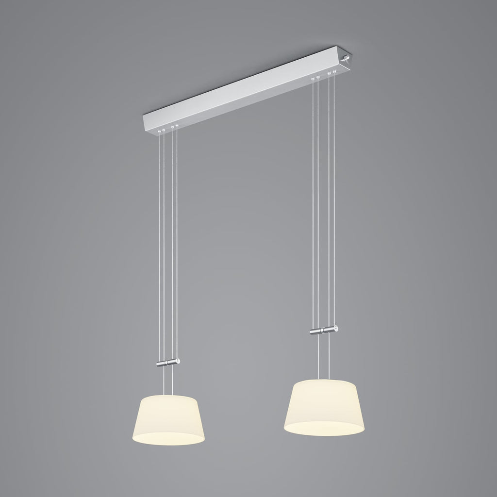 LED pendellampe Conus 2-lys matt nikkel opalglass forfra