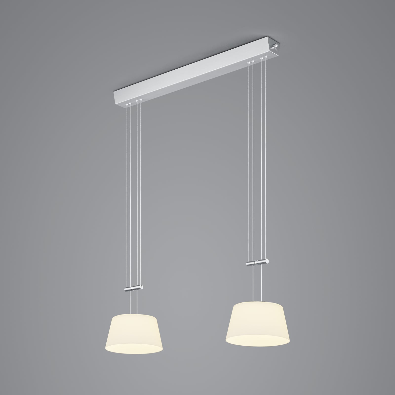 LED pendellampe Conus 2-lys matt nikkel opalglass forfra