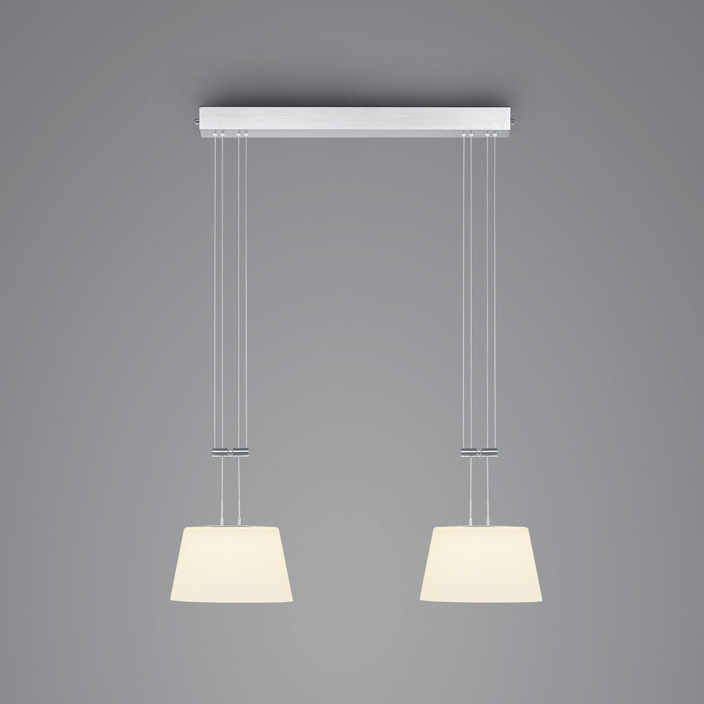 LED pendellampe Conus 2-lys matt nikkel opalglass detalj av glasskjerm